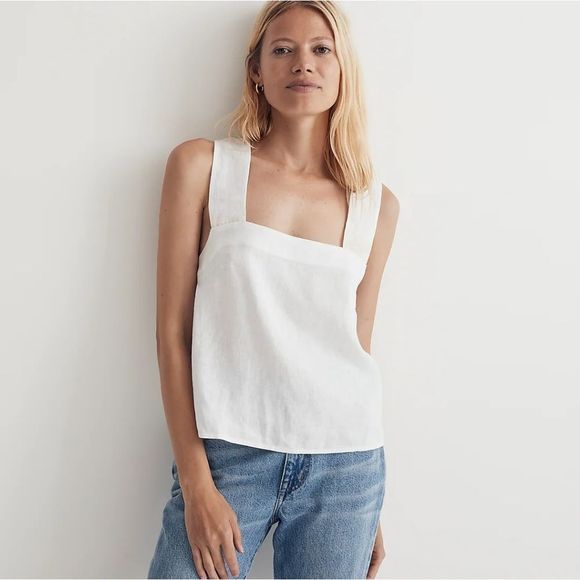 Madewell Tops - NWT Madewell 100% Linen Cross-Back Sleeveless Top